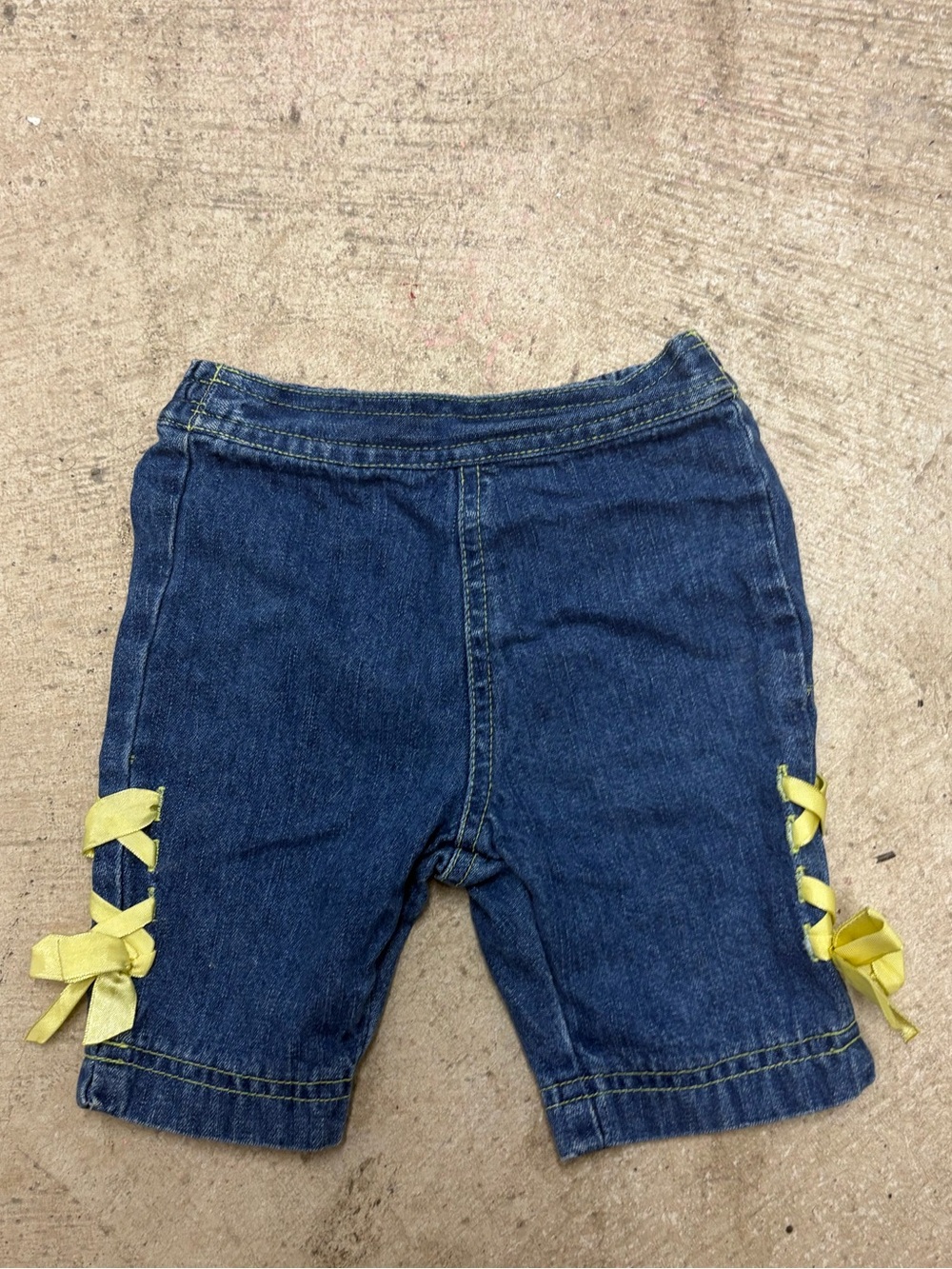 The Children's Place Girls Denim Bermuda Shorts 18M Blue/Yellow Elastic Pull On